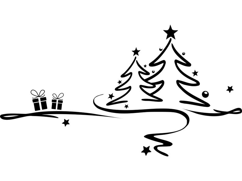 WEIHNACHTSBAUM SCHLEIFE BAUM Silhouette Vektor Grafik svg eps Bild 1