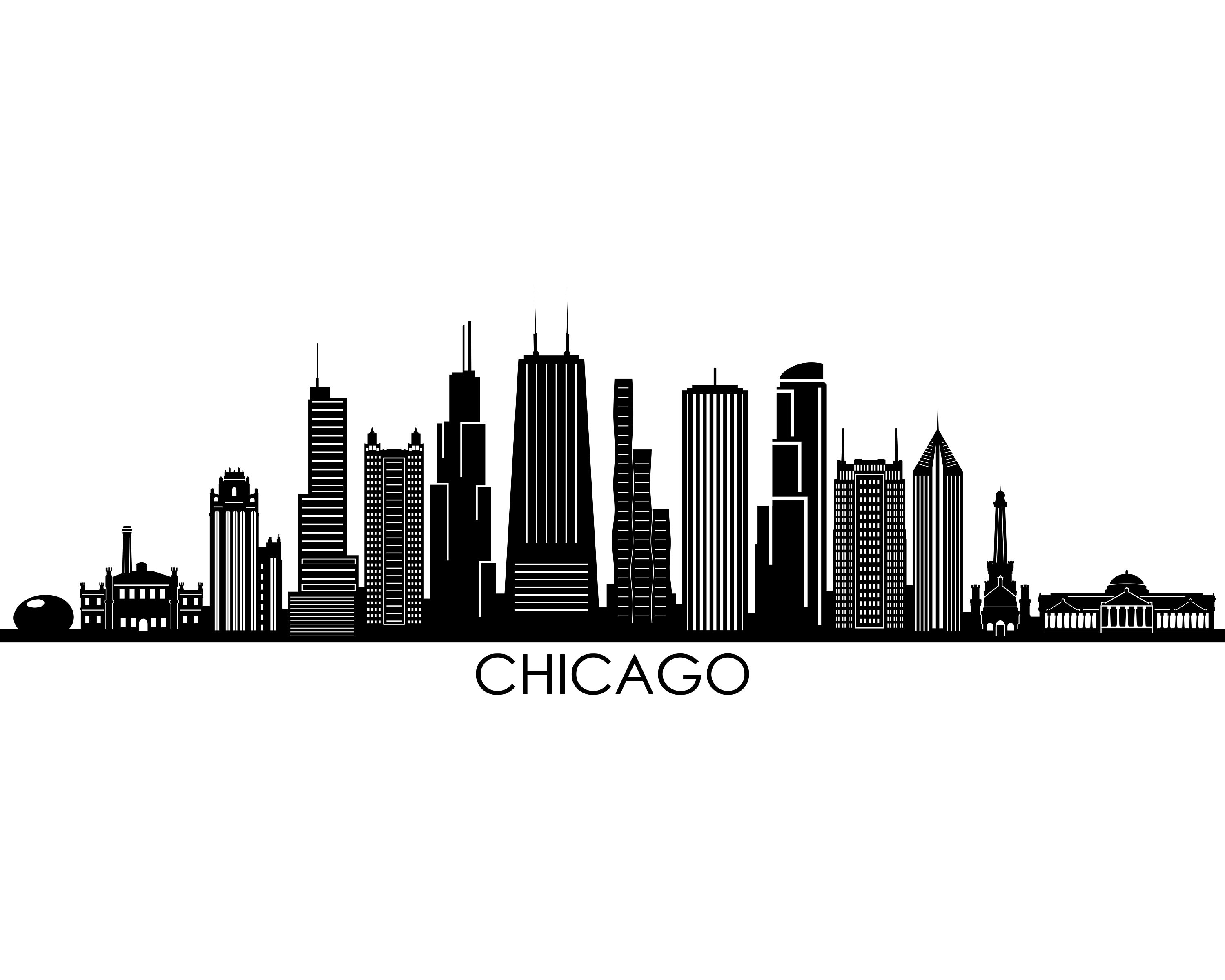 Chicago Skyline Silhouette Outline