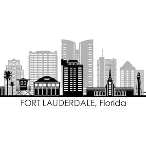 FORT LAUDERDALE Florida USA Skyline City Outline Silhouette Vector Graphic svg eps jpg png