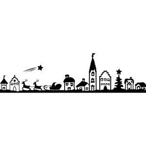 CHRISTMAS Village Landscape Snowy Silhouette Vector svg eps jpg png