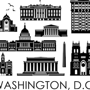 WASHINGTON DC. Eua City SKYLINE Outline Silhouette Vector svg eps jpg png