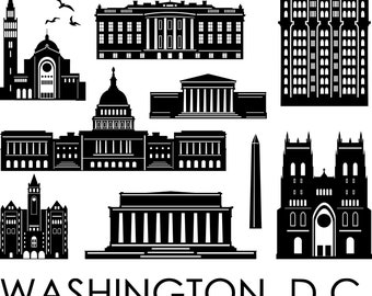 Washington DC Skyline Svg Dxf Eps Jpg Png. City Silhouette - Etsy