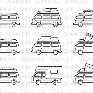 BUS Camper Motorhome retro Outline Silhouette Vector svg eps dxf png