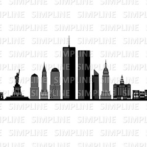 NEW YORK vecchio WTC Usa Skyline City Outline Silhouette Vector Graphic svg eps jpg png