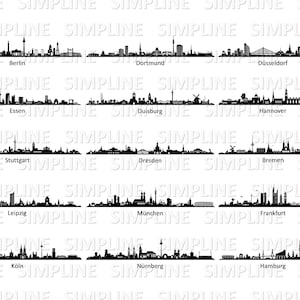 GERMANY CITIES SET skyline silhouette