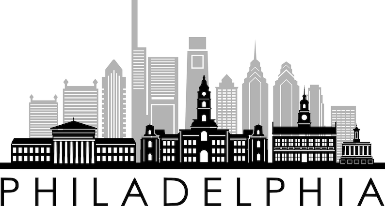 PHILADELPHIA SKYLINE Outline Silhouette Vector svg eps jpg png | Etsy