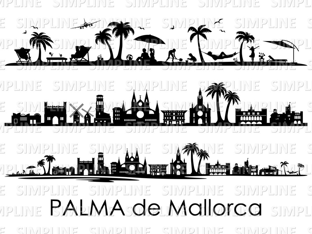 De Mallorca Island Spain SKYLINE City Outline - Etsy