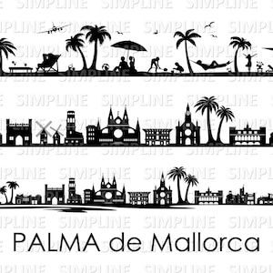 PALMA de Mallorca Island Spain SKYLINE City Outline Silhouette Vector Graphic svg eps jpg png