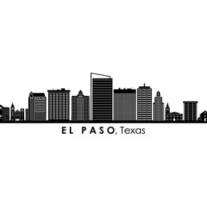 EL PASO Teksas USA Skyline zarys miasta sylwetka grafika wektorowa SVG eps jpg png