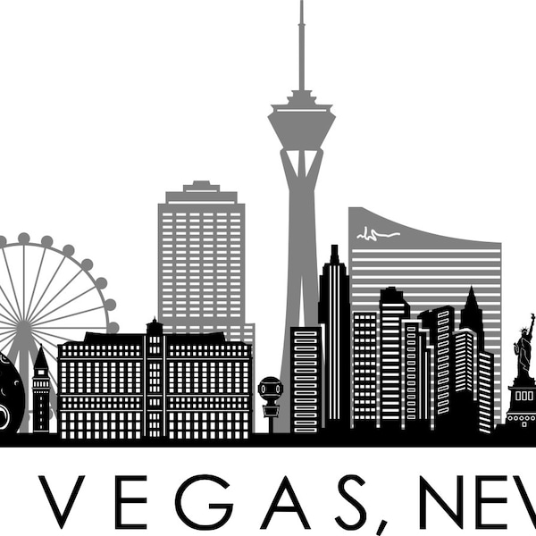 LAS VEGAS City Nevada SKYLINE outline silhouette vector svg eps jpg png