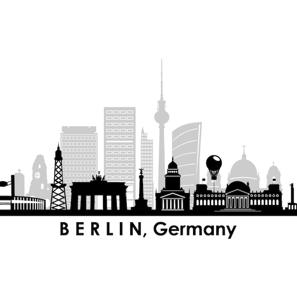 BERLIN Hauptstadt Deutschland SKYLINE City Umriss Silhouette Vektor Grafik svg eps jpg png