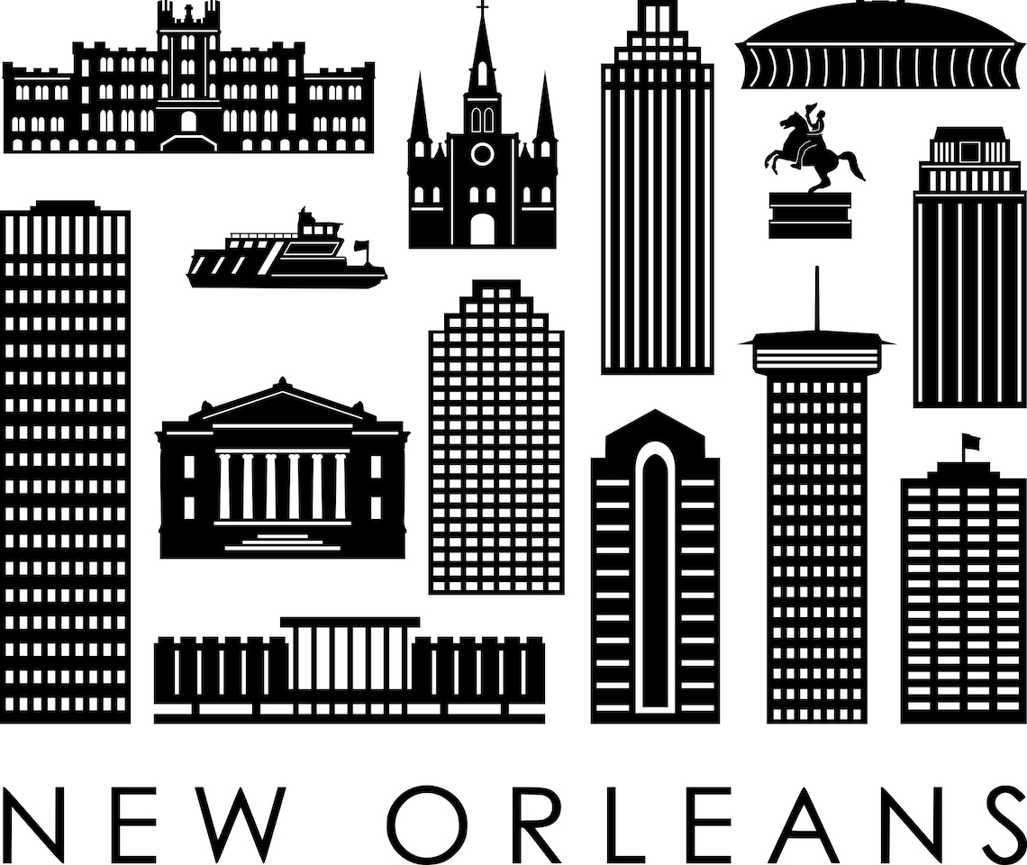 NEW ORLEANS SKYLINE Outline Silhouette Vector Svg Eps Jpg Png - Etsy