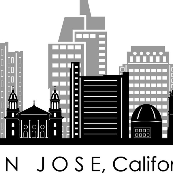 SAN JOSE California City Skyline Outline Silhouette Vector svg eps jpg png