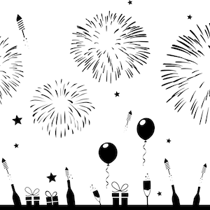 CAPODANNO FESTA FUOCHI D'ARTIFICIO Fest Silhouette Vector Graphic svg eps jpg png