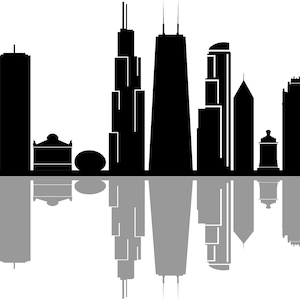 Chicago City EUA Skyline Outline Silhouette Vector svg eps png jpg