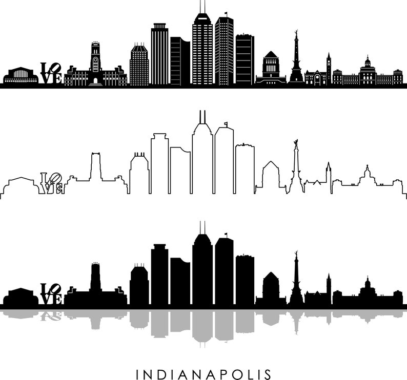 Download Indianapolis Indiana Usa Skyline City Outline Silhouette Vector Graphic Svg Eps Jpg Png Drawing Illustration Art Collectibles Puhlsphotography Com