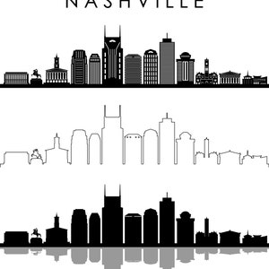 NASHVILLE SKYLINE Outline Silhouette Vector svg eps jpg png