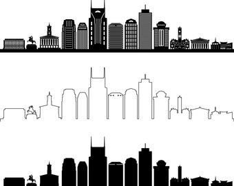 NASHVILLE SKYLINE Outline Silhouette Vector svg eps jpg png