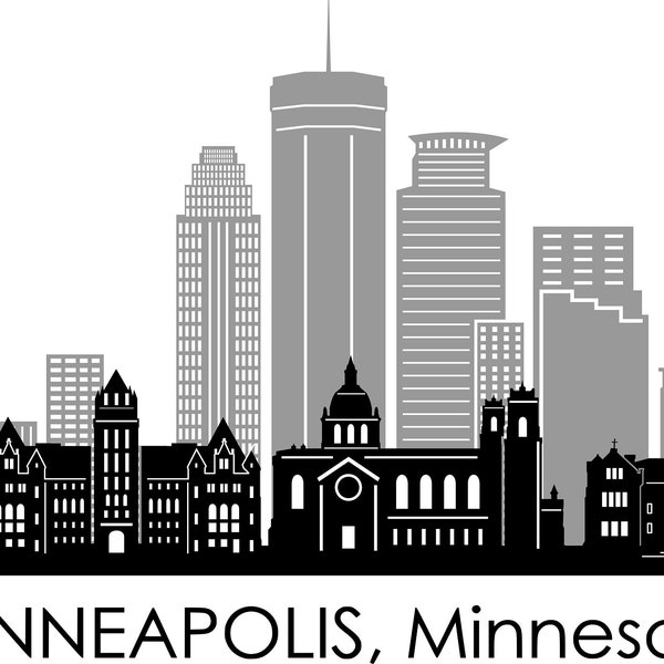 MINNEAPOLIS Minnesota City SKYLINE Outline Silhouette Vector svg eps jpg png