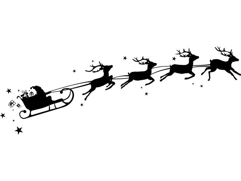 RENTIER SCHLITTEN WEIHNACHTSMANN Silhouette Vektor Grafik svg Bild 1