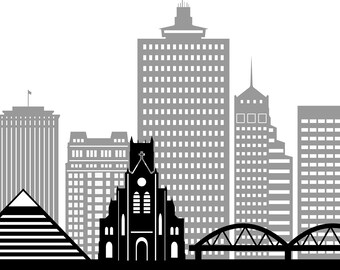 MEMPHIS SKYLINE Outline Silhouette Vector svg eps jpg png