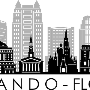 ORLANDO CITY SKYLINE Florida Umriss Silhouette Vektor svg eps jpg png