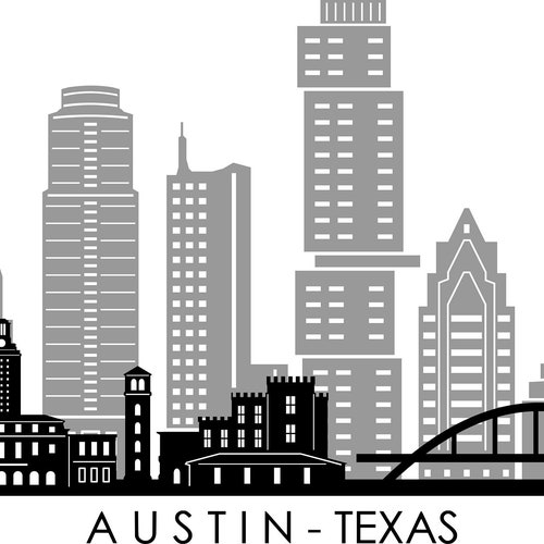 AUSTIN Texas USA SKYLINE City Outline Silhouette Vector - Etsy