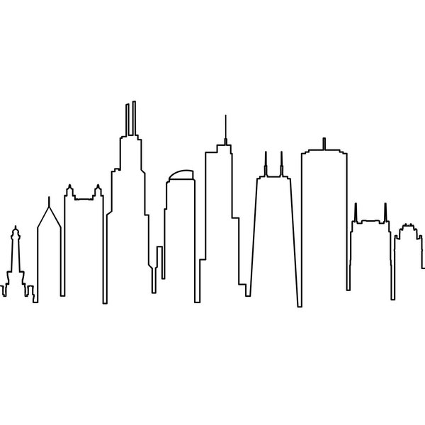 CHICAGO City SKYLINE outline silhouette vector svg eps jpg png