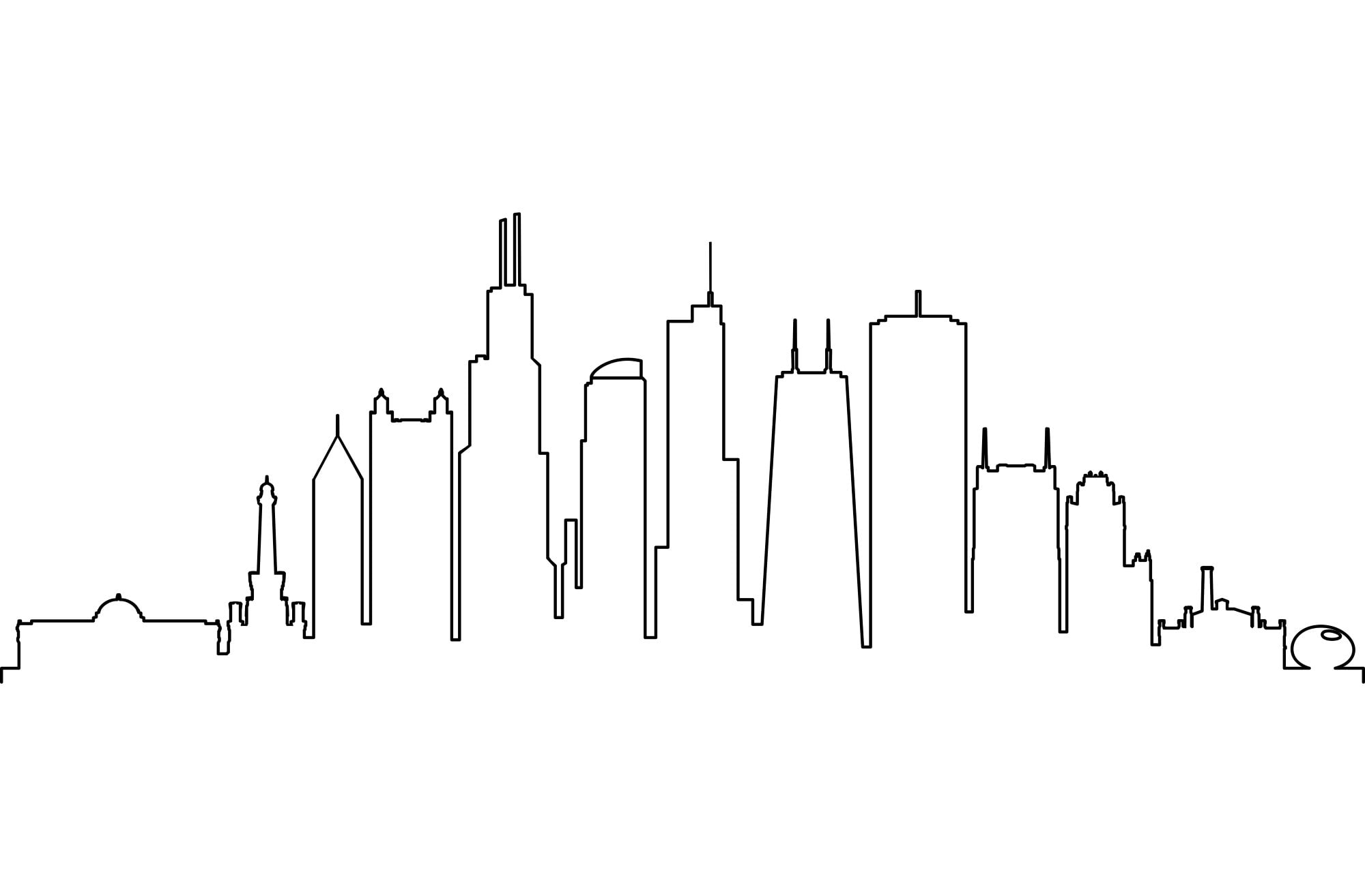 CHICAGO City SKYLINE Outline Silhouette Vector Svg Eps Jpg Png Etsy