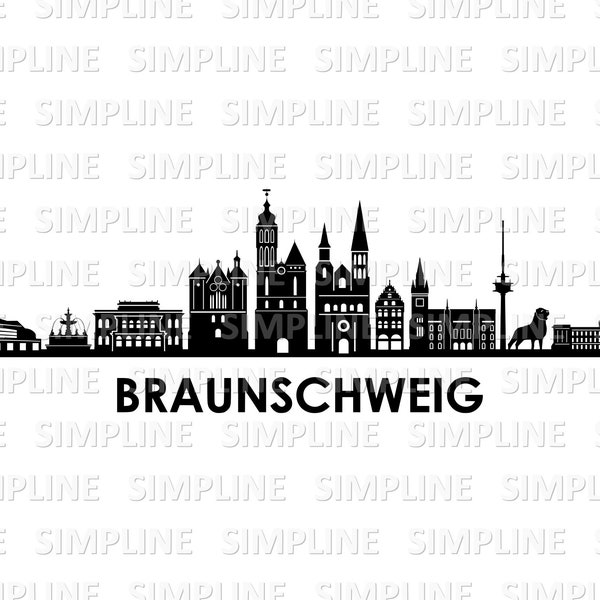 BRAUNSCHWEIG Niedersachsen Deutschland SKYLINE City Umriss Silhouette Vektor Grafik svg eps png