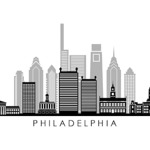 PHILADELPHIA Pennsylvania Usa SKYLINE City Outline Silhouette Vector Graphic svg eps jpg png