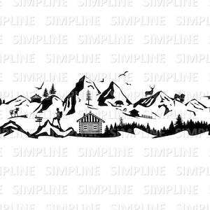 BERGE ALM Landscape Outline Silhouette Vector Graphic svg eps png