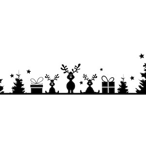 WEIHNACHTEN HINTERGRUND RENTIERE Wald Umriss Silhouette Vektor svg eps jpg png