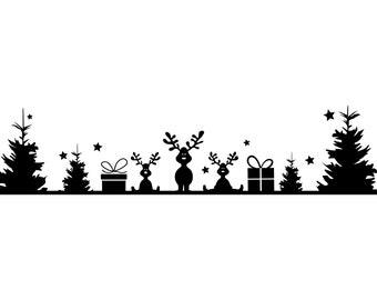 WEIHNACHTEN HINTERGRUND RENTIERE Wald Umriss Silhouette Vektor svg eps jpg png