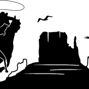 COWBOY WESTERN Rinder Kühe Lasso Pferd Silhouette Vektor Grafik svg eps jpg png