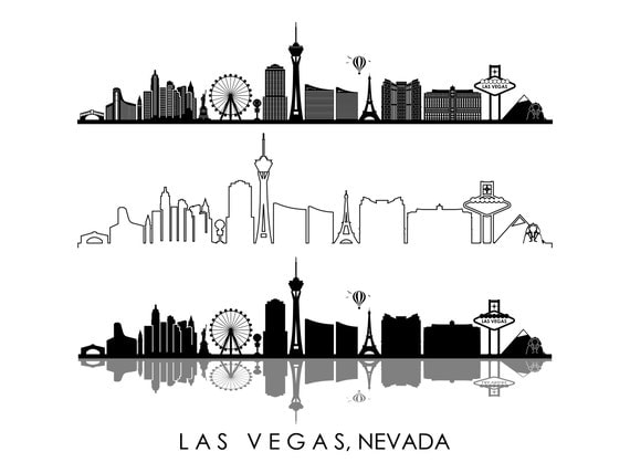 LAS VEGAS City Nevada SKYLINE Outline Silhouette Vector svg eps jpg png