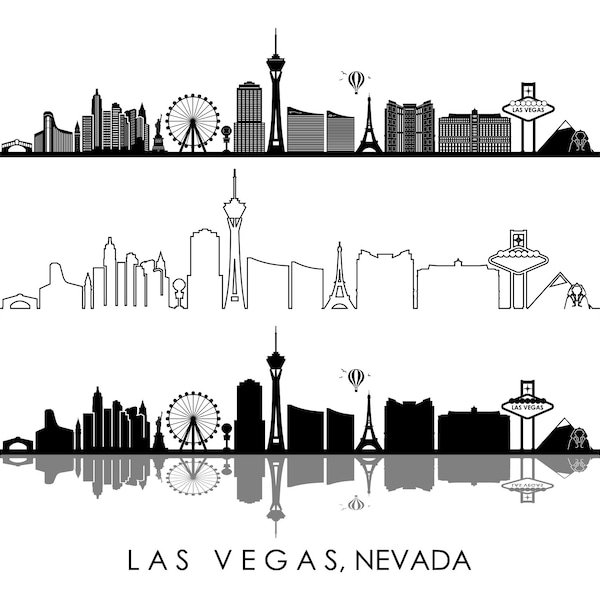 LAS VEGAS City Nevada SKYLINE Outline Silhouette Vector svg eps jpg png