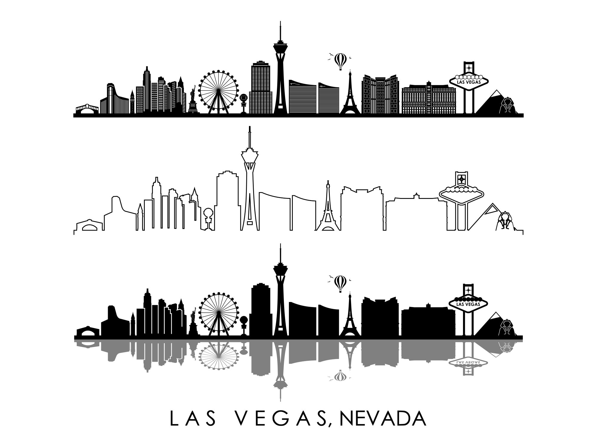 Las Vegas Cityscape Line Drawing – Petal Lane Home