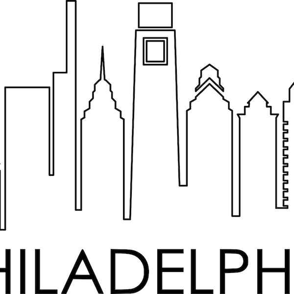 PHILADELPHIA City SKYLINE Outline Silhouette Vector svg eps jpg png