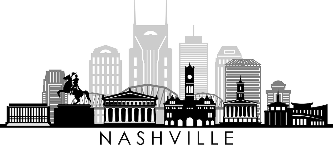 NASHVILLE Tennessee USA SKYLINE City Outline Silhouette