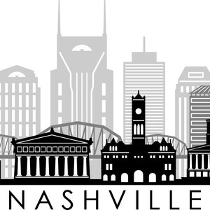 NASHVILLE Tennessee USA SKYLINE City Outline Silhouette Vector Grafische svg eps jpg png