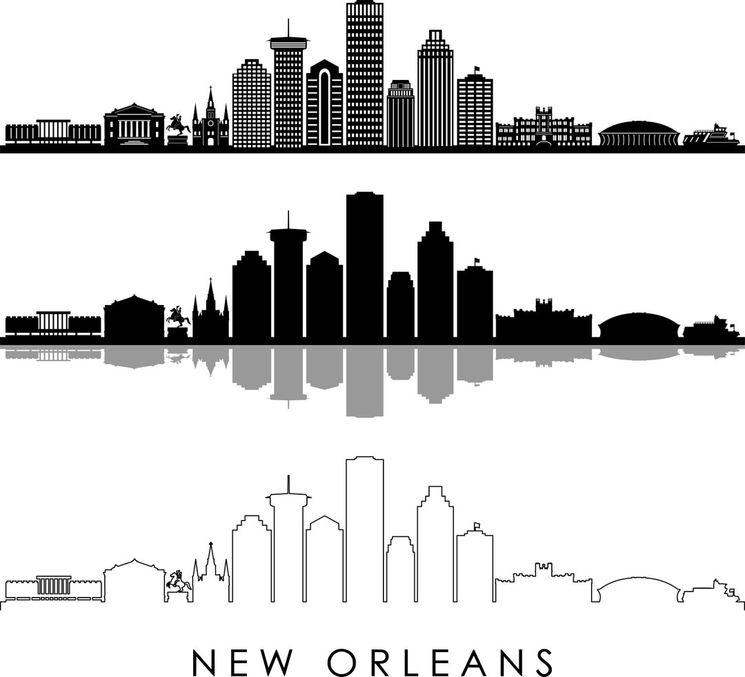 NEW ORLEANS SKYLINE Outline Silhouette Vector Svg Eps Jpg Png - Etsy