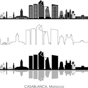 CASABLANCA Maroc Afrique SKYLINE City Outline Silhouette Vector Graphic svg eps jpg png