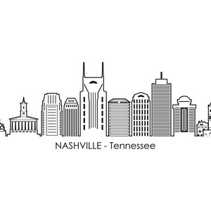 NASHVILLE Tennessee USA SKYLINE City Outline Silhouette Vector Graphic svg eps jpg png