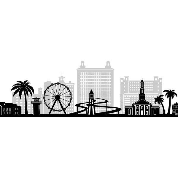 MYRTLE BEACH South Carolina Usa SKYLINE City Outline Silhouette Vector Graphics svg eps jpg png