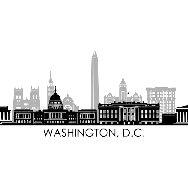 WASHINGTON D.C. USA SKYLINE City Outline Silhouette Vector Graphic svg eps jpg png