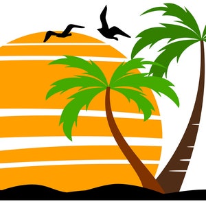 PALM SEA SUMMER Holiday Holidays Beach Graphic Vector svg eps png jpg