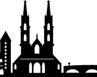 BASEL SUIZA Skyline Outline Silhouette Vector svg eps jpg png
