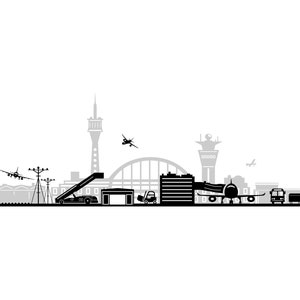 AIRPORT SKYLINE Aircraft Outline Silhouette Vector Graphic svg eps jpg png