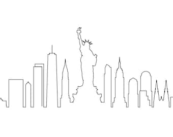 NEW YORK USA Line Skyline City Outline Silhouette Vector Graphic svg eps jpg png